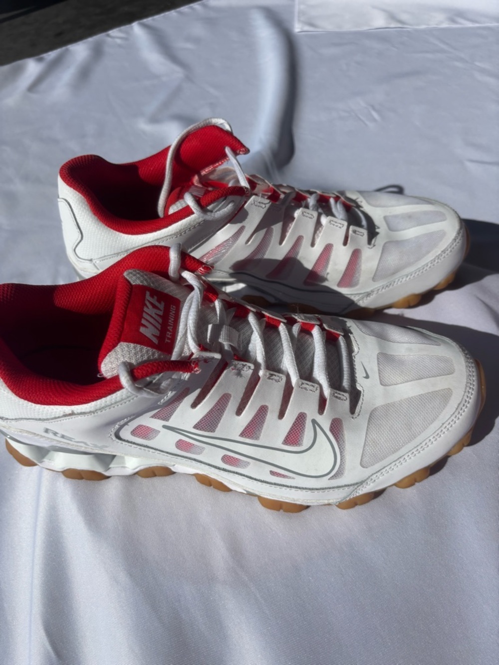 Nike Reax 8 TR Mesh White Wolf Grey Red Men’s Size 9.5 Training Shoes 621716-103